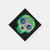 Serviette En Papier Crâne de sucre vert et violet brillant Halloween n (Coin)