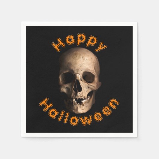 Serviette En Papier Crâne décomposé effrayant Joyeux Halloween (Devant)