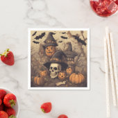 Serviette En Papier Crâne d'Halloween (En situation)