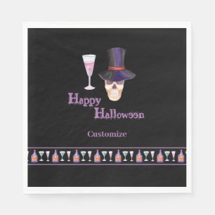 Serviette En Papier Crâne d'Halloween avec pots Papier serviettes