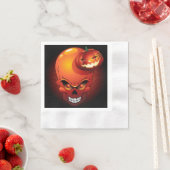 Serviette En Papier Crâne d'Halloween et Citrouille (En situation)