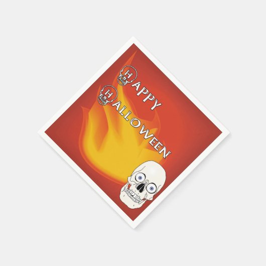 Serviette En Papier Crâne effrayant avec Arrière - plan blaze rouge et (Coin)