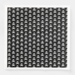 Serviette En Papier crâne effrayant sur fond noir