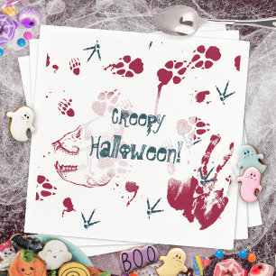 Serviette En Papier Crâne effrayant Traces de sang Halloween