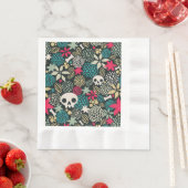 Serviette En Papier Crâne en fleurs (En situation)