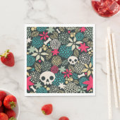 Serviette En Papier Crâne en fleurs (En situation)