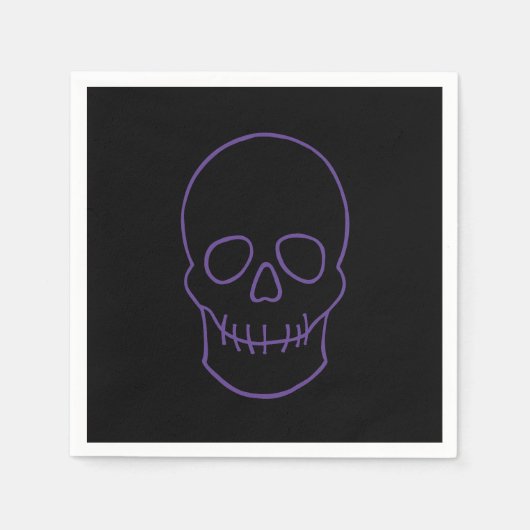 Serviette En Papier Crâne en violet et noir (Devant)