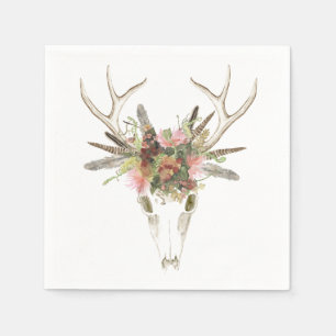 Serviette En Papier Crâne et fleurs de cerfs