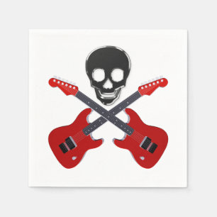 Serviette En Papier Crâne et guitares croisées