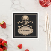 Serviette En Papier Crâne et os croisés (En situation)