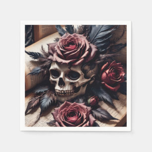 Serviette En Papier Crâne et Rose