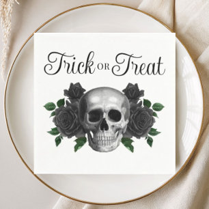 Serviette En Papier Crâne Floral Gothique Trick Or Treat Halloween