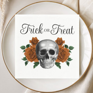 Serviette En Papier Crâne Floral Gothique Trick Or Treat Halloween