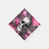 Serviette En Papier Crâne gothique floral rose (Coin)