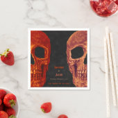 Serviette En Papier Crâne gothique Orange Black Halloween (En situation)