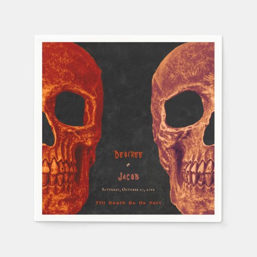 Serviette En Papier Crâne gothique Orange Black Halloween (Devant)