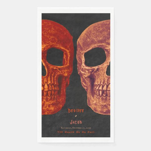 Serviette En Papier Crâne gothique Orange Black Halloween (Devant)
