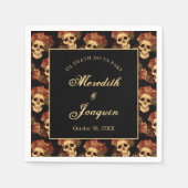 Serviette En Papier Crâne gothique Rouge Rose Noir Halloween Mariage (Devant)