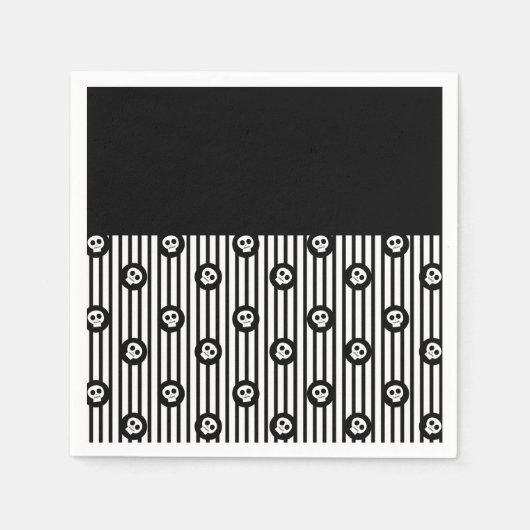 Serviette En Papier Crâne lunaire Crâne noir et blanc Halloween (Devant)