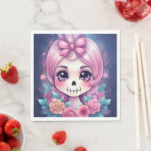Serviette En Papier Crâne Mignon (En situation)