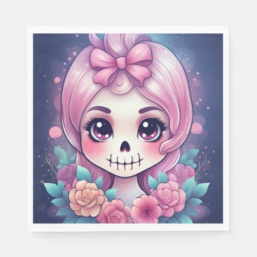 Serviette En Papier Crâne Mignon (Devant)