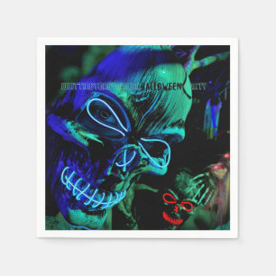 Serviette En Papier Crâne Neon Turquoise Skuls Halloween Nom