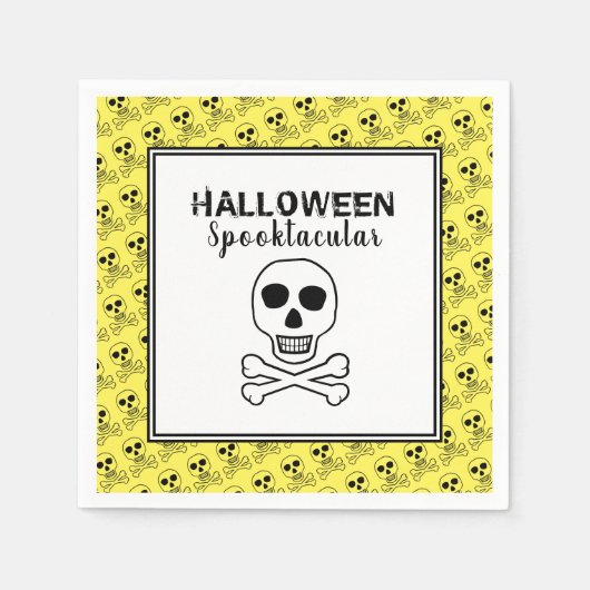 Serviette En Papier Crâne & Os, Soirée Halloween (Devant)