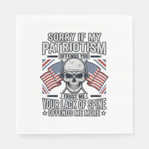 Serviette En Papier Crâne Patriotique Gravure Vintage Citation Vecteur