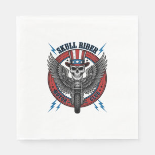 Serviette En Papier Crâne Patriotique Moto Aigle Vintage