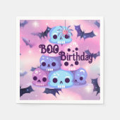 Serviette En Papier Crâne rose chauve-souris éffrayante araignée hallo (Devant)