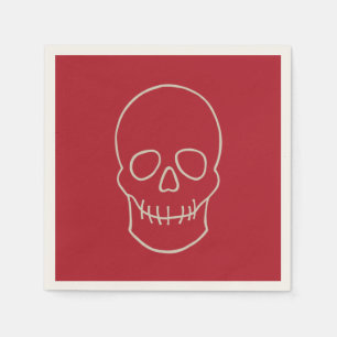 Serviette En Papier Crâne - rouge sang et blanc os
