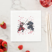 Serviette En Papier Crâne Samurai Duel (En situation)