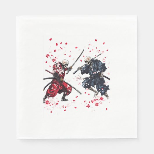 Serviette En Papier Crâne Samurai Duel (Devant)