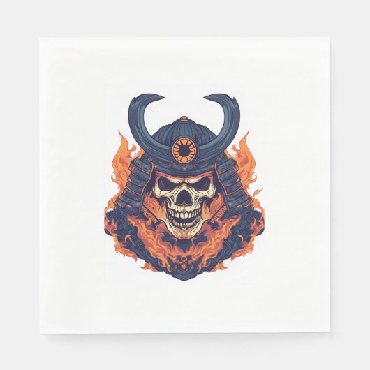 Serviette En Papier Crâne Samurai Oni (Devant)