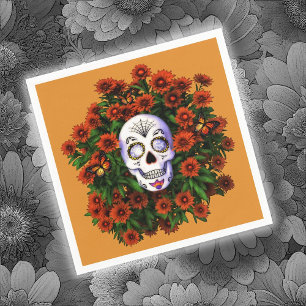 Serviette En Papier Crâne sucre Marigold Dia de Los Muertos Halloween