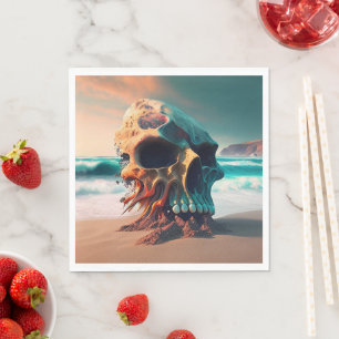 Serviette En Papier Crâne sur la plage