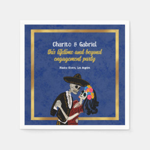 Serviette En Papier Crânes à sucre Charro et Catrina Dancing Blue