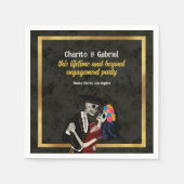 Serviette En Papier Crânes à sucre Charro et Catrina Noir (Devant)