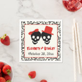 Serviette En Papier Crânes amusants Halloween rouge et noir mariage (En situation)