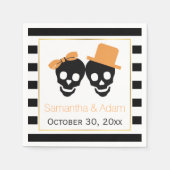 Serviette En Papier Crânes couple et rayures Halloween mariage (Devant)