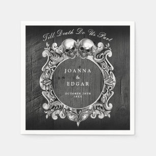 Serviette En Papier Crânes de bois rustique noir Mariage gothique