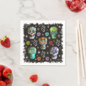 Serviette En Papier Crânes de sucre colorés (En situation)