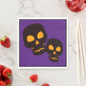 Serviette En Papier Crânes d'Halloween noirs (En situation)