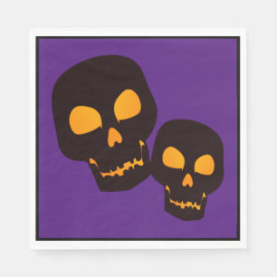 Serviette En Papier Crânes d'Halloween noirs