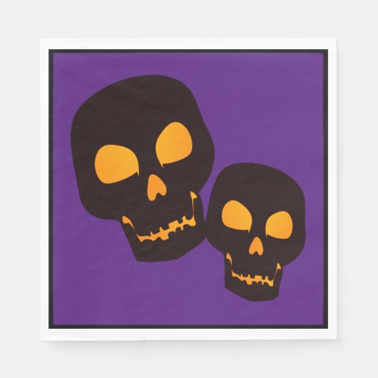 Serviette En Papier Crânes d'Halloween noirs (Devant)