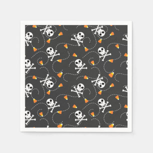 Serviette En Papier Crânes et maïs de bonbons d'Halloween mignons