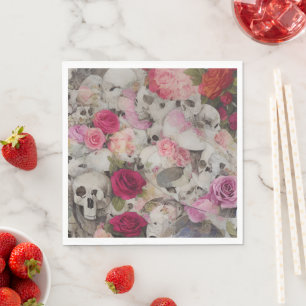 Serviette En Papier Crânes et Roses