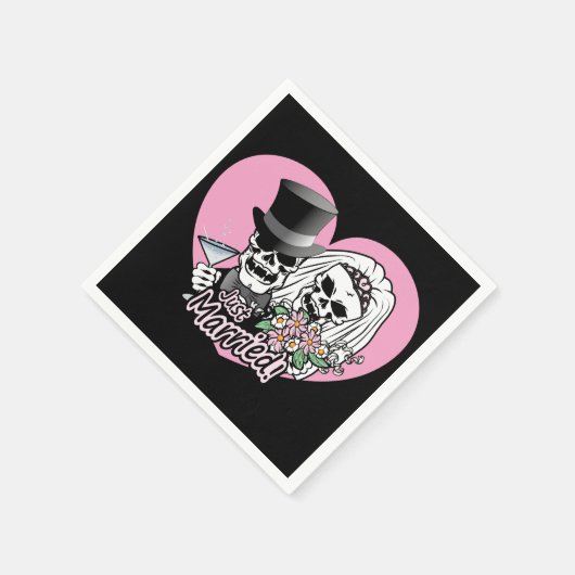 Serviette En Papier Crânes juste mariés (Coin)