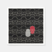 Serviette En Papier Crânes - Noir de chauve-souris et Blanc d'os (Devant)