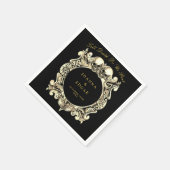 Serviette En Papier Crânes Noir Et Or Mariage Gothique (Coin)